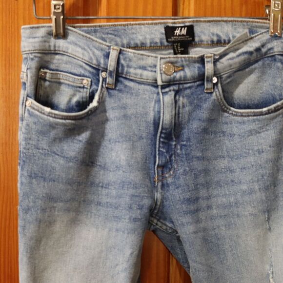 H&M Blue Skinny Distressed Jeans Y2K Super SKINNY 29 - Picture 5 of 12